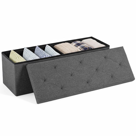 43 Inch Foldable Storage Ottoman Bench, Entryway Bench Seat with Inner Storage