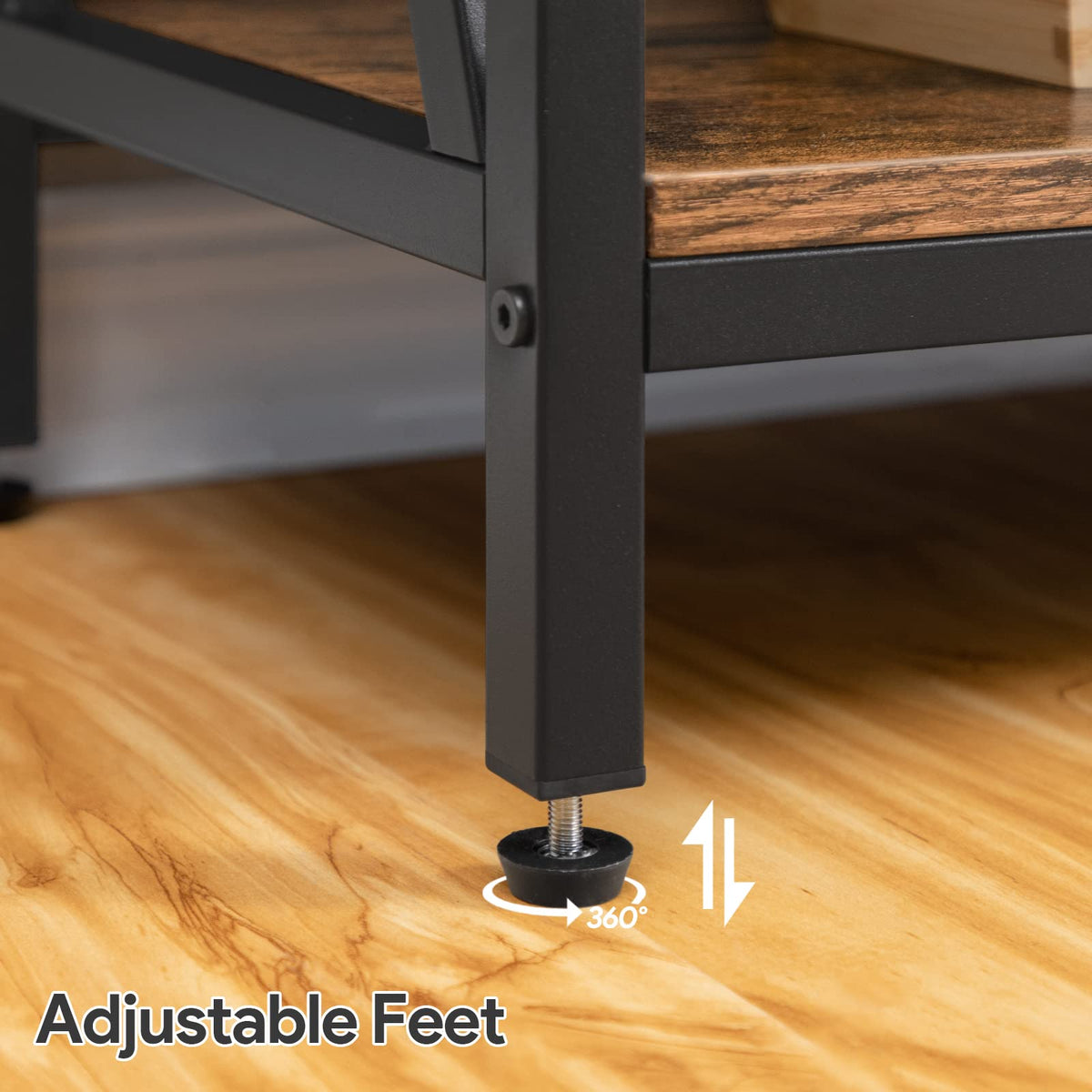 3 Tier Narrow Entryway Table, 31.5 Inch, Rustic Brown and Black Metal
