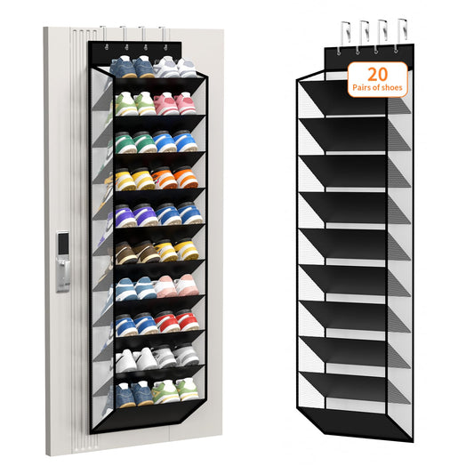 Hanging Mesh Door Shoe Organizer, 10 Tiers with Deep Pockets, 20-30 Pairs