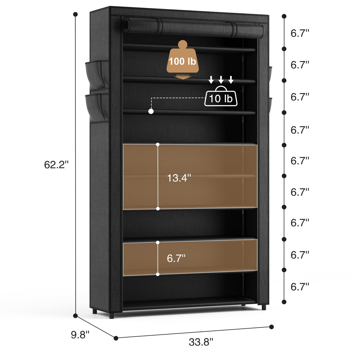 10-Tier Shoe Rack with Cover for 40 Pairs, Tall Vertical Shoe Storage Organizer