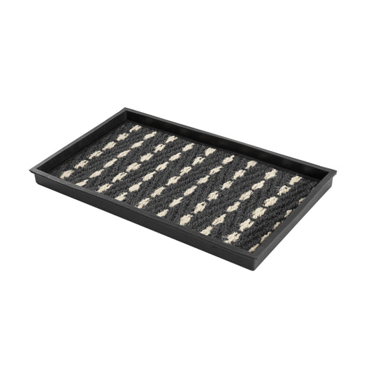 Rubber Boot Tray with Woven Coir Insert, 24 x 14 Inch, Gray and Ivory