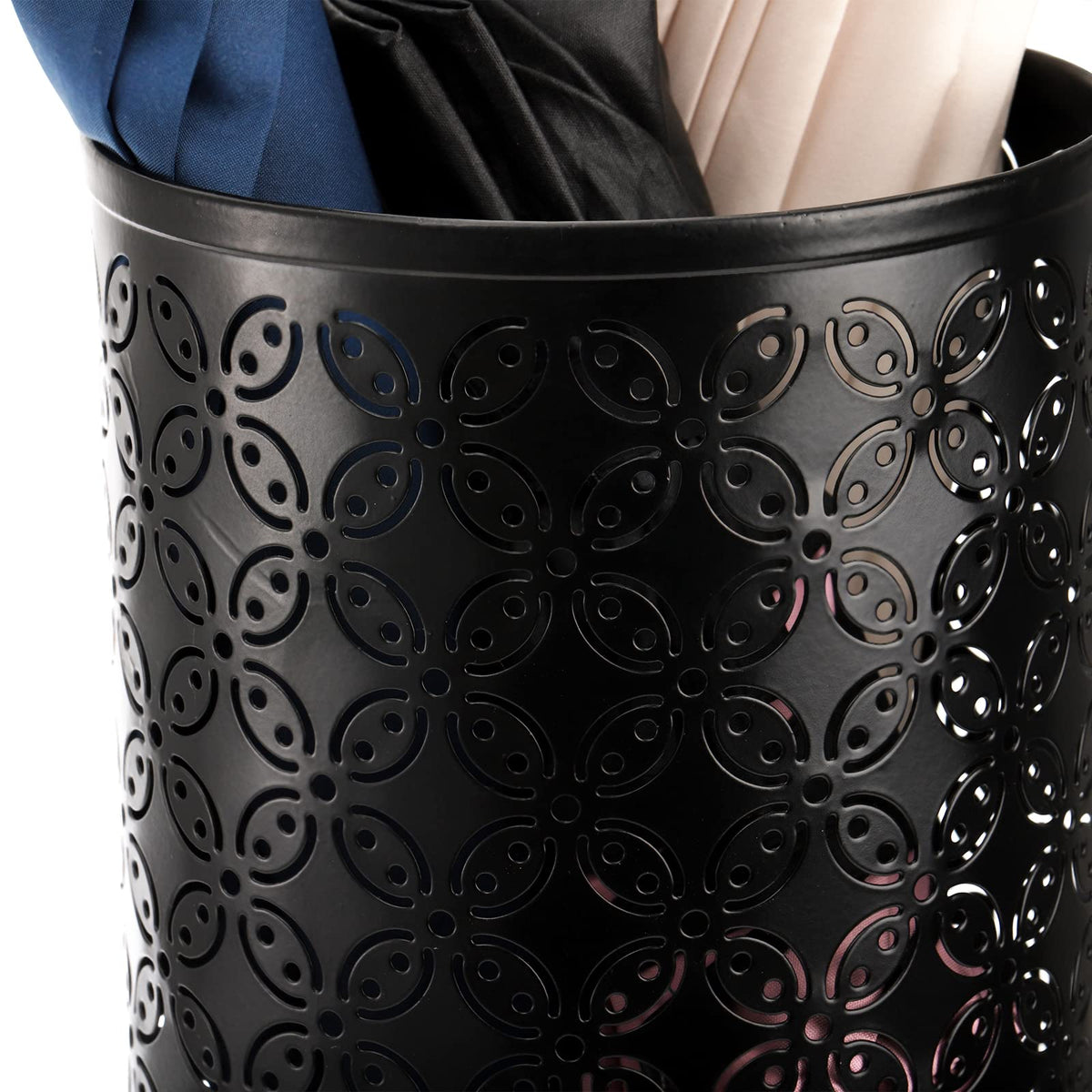 Round Metal Umbrella Stand for Entryway, Freestanding Umbrella & Cane Holder