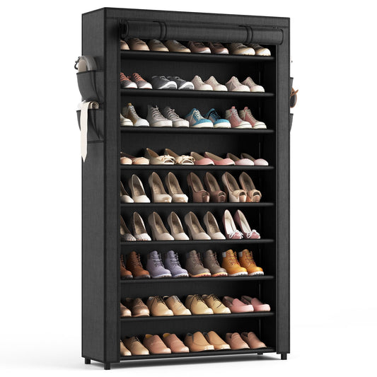 10-Tier Shoe Rack with Cover for 40 Pairs, Tall Vertical Shoe Storage Organizer