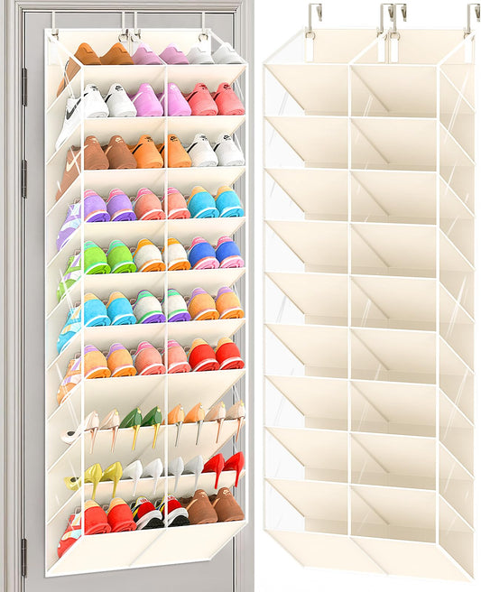 10-Tier Over the Door Shoe Organizer for 20-30 Pairs, Hanging Door Shoe Rack