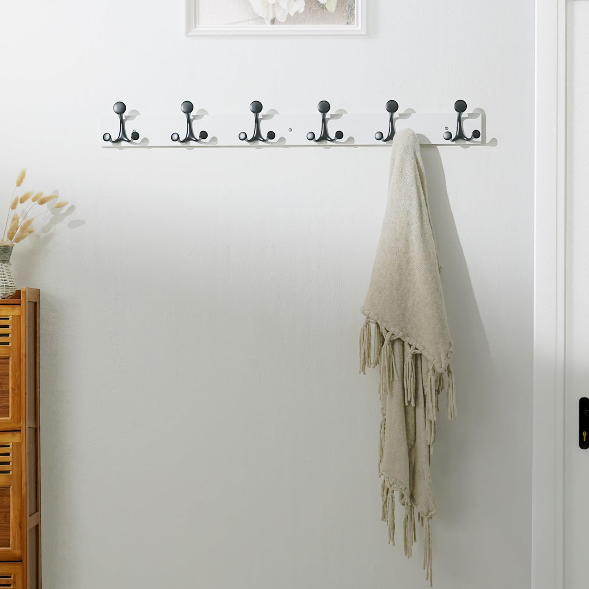 39 Inch White Coat Racks with 6 Triple Hooks, Pack of 2