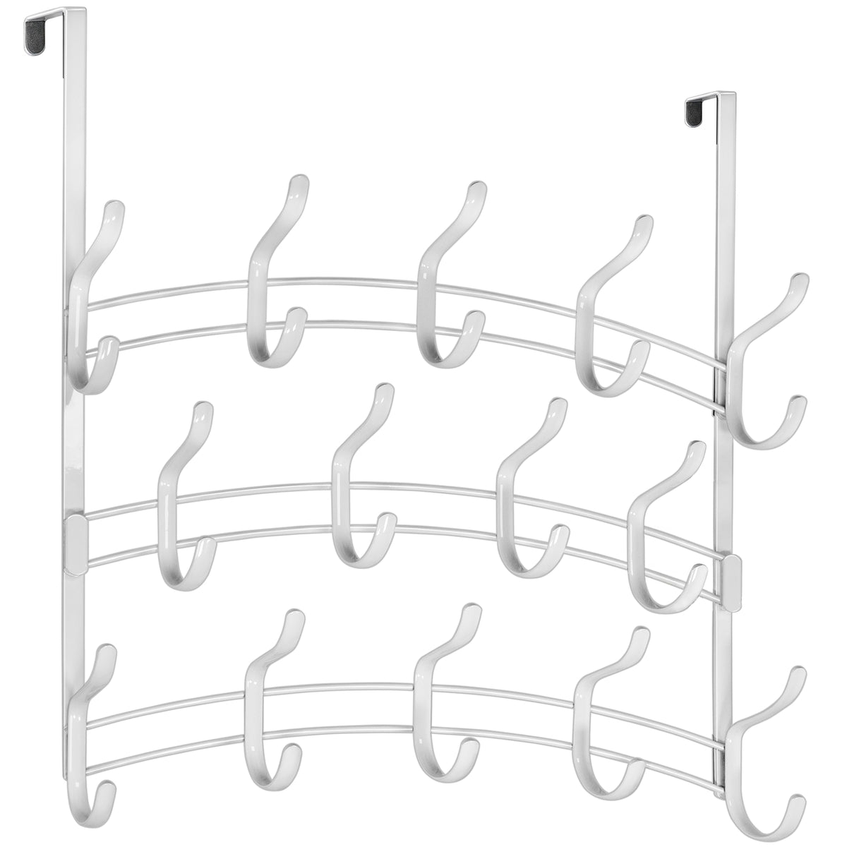 28 Hook Over the Door Hanger, 3 Staggered Tiers, White Steel