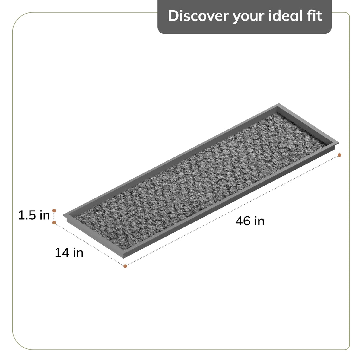 46 Inch Long Rubber Boot Tray, 4 Pairs, Embossed Rectangle Coir Insert