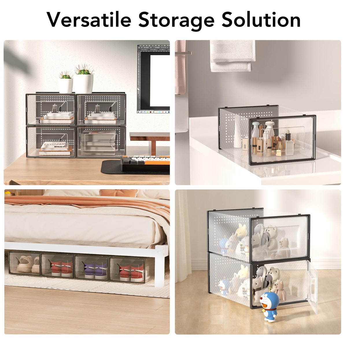 15 Pack Clear Shoe Storage Boxes, Extra Large, Interlocking Stack