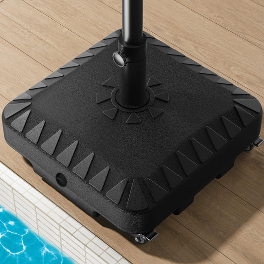 Rolling Umbrella Base with Wheels, Black Resin, Up to 120 lb