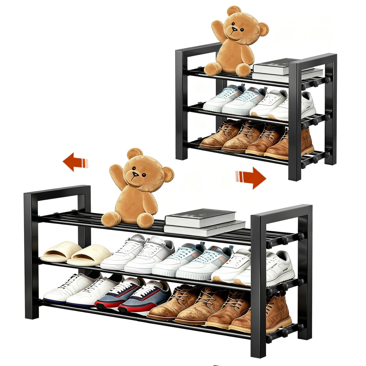 Expandable Heavy Duty Metal Shoe Rack, Shoe Organizer for Closet and Entryway