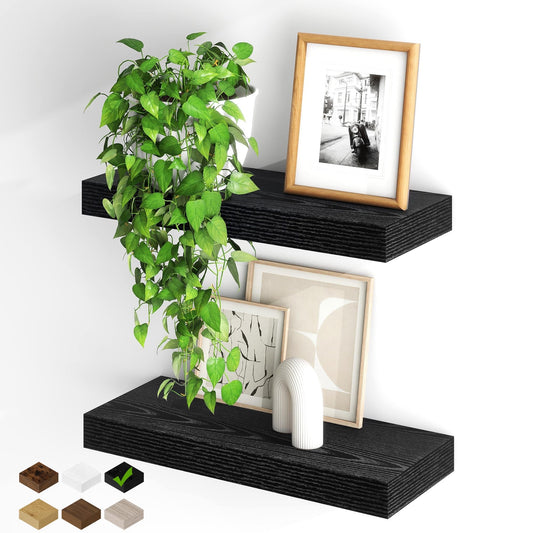 20 Inch Black Floating Shelf Pair with Invisible Brackets