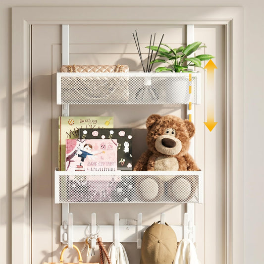 Over the Door Hook Rack for 1 3/4 Inch Doors, Hanging Door Organizer, White