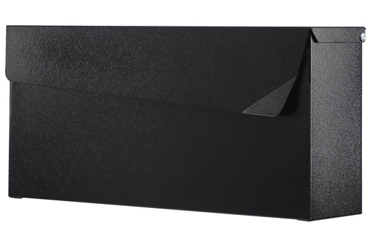 Black Wall Mount Mailbox, 14.56 Inch, No Lock Galvanized Steel