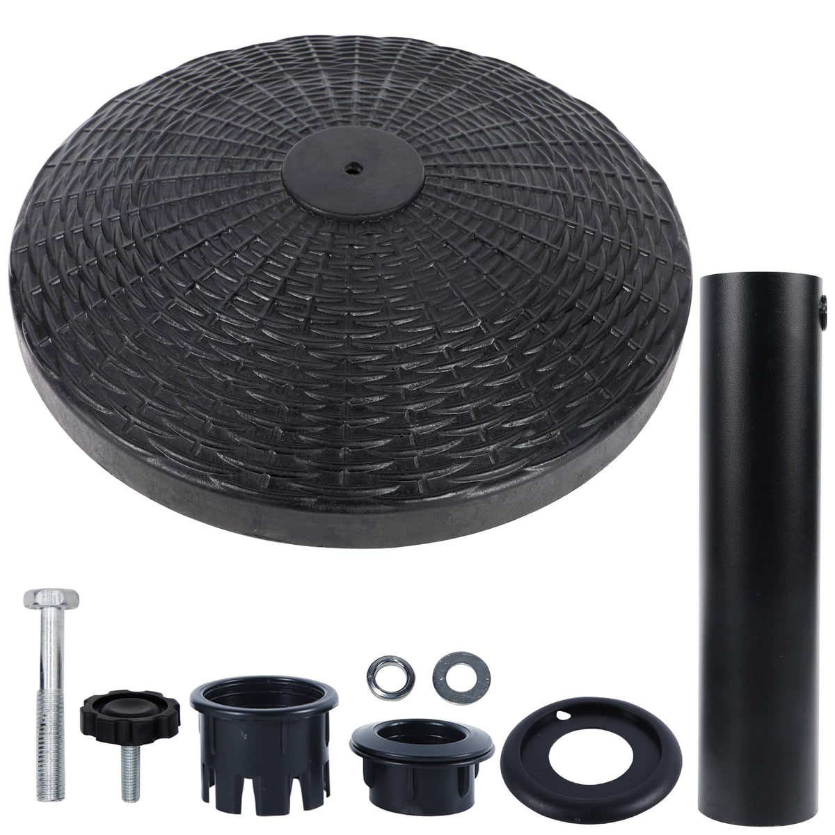 22 lb Patio Umbrella Base, Black Resin, 16.5 Inch Round Stand