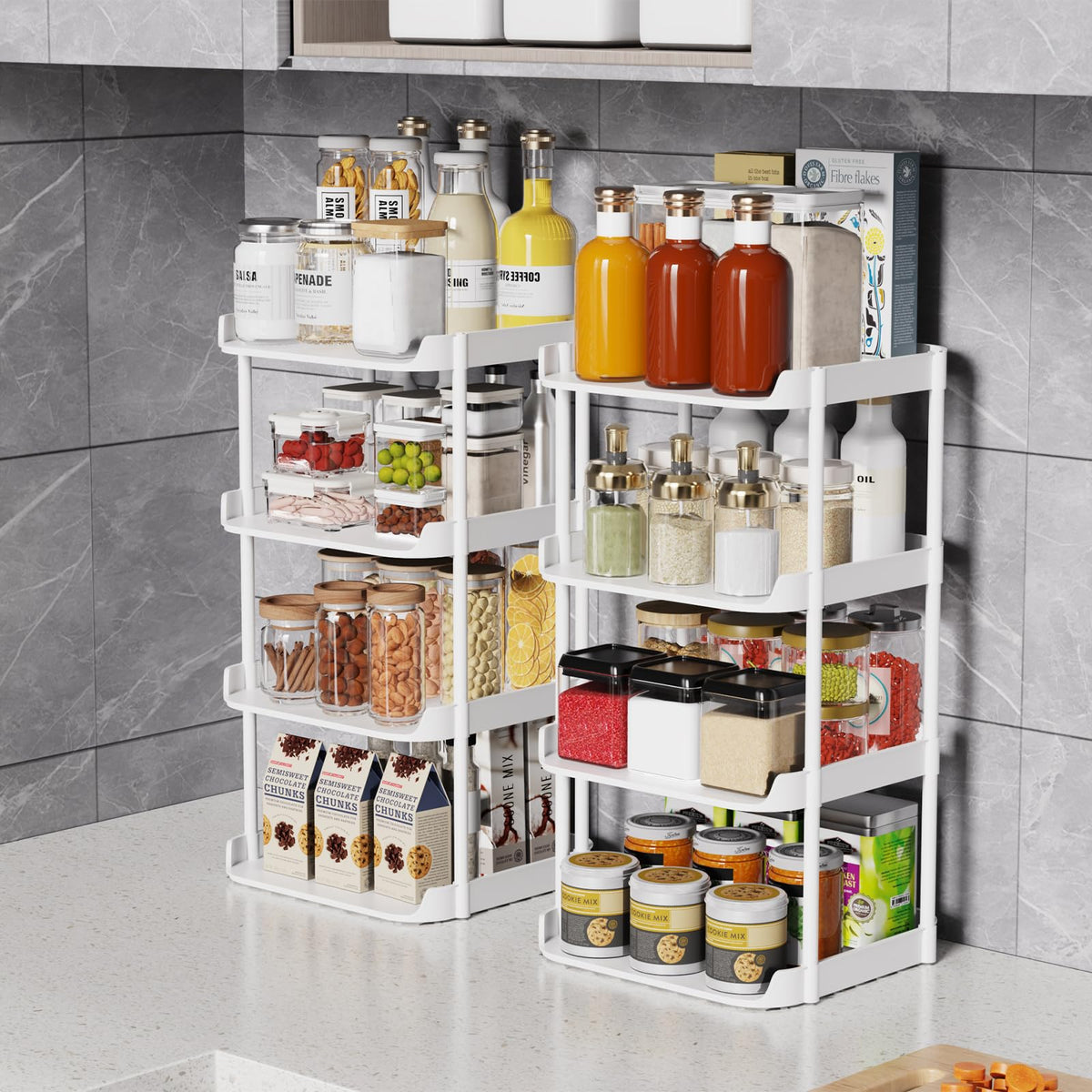 8 Tier Slim Shoe Tower, White Plastic Shelves for Narrow Spaces