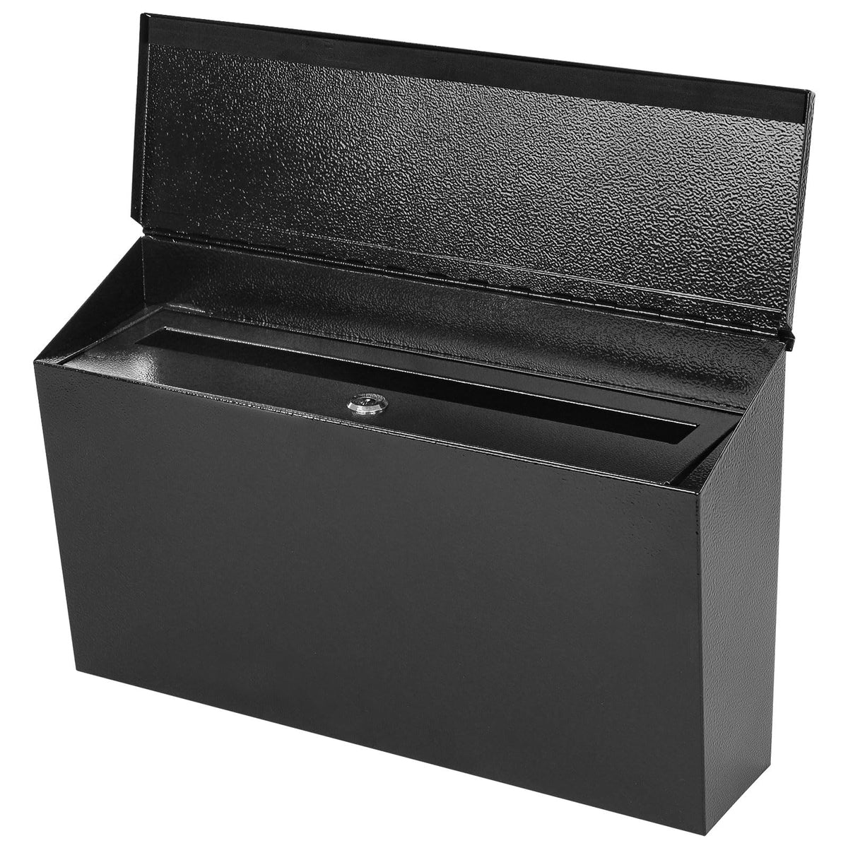 Locking Wall Mount Mailbox, Black, 15.7 Inch with Wide Drop Slot
