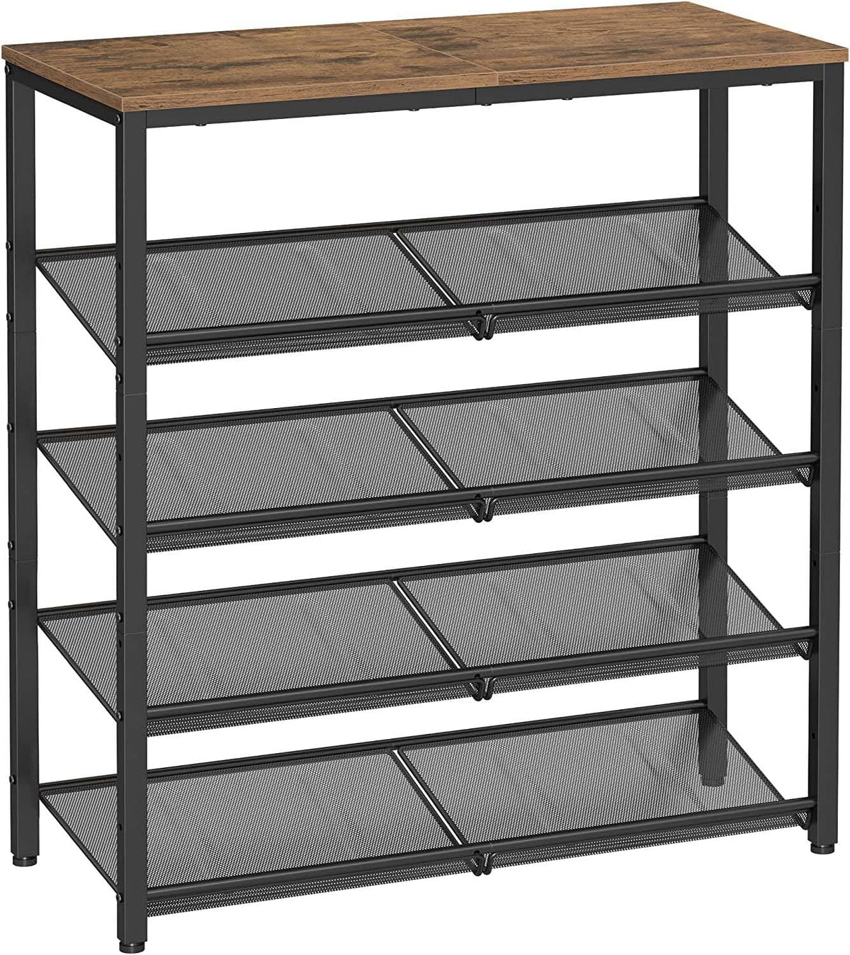 5 Tier Shoe Rack, Adjustable Shelves, Honey Brown and Black