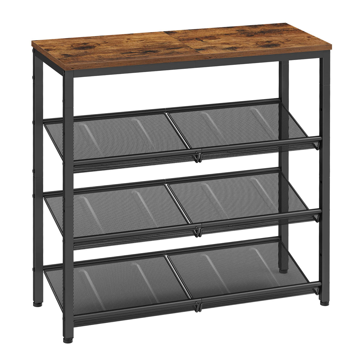 4-Tier Adjustable Shoe Rack, Freestanding Shoe Shelf for Entryway and Closet